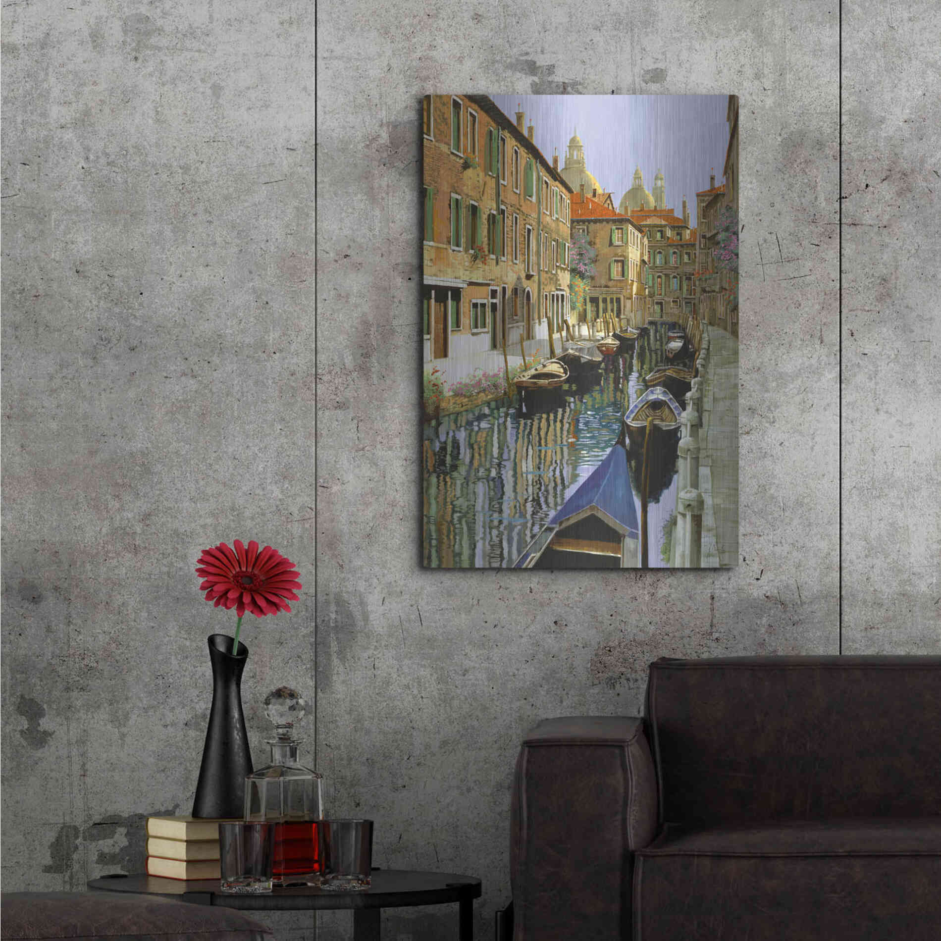 Luxe Metal Art 'La Barche Sul Canale' by Guido Borelli, Metal Wall Art,24x36
