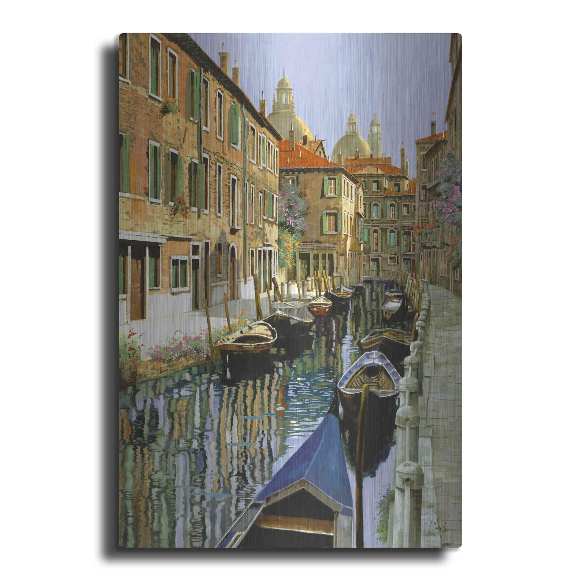 Luxe Metal Art 'La Barche Sul Canale' by Guido Borelli, Metal Wall Art