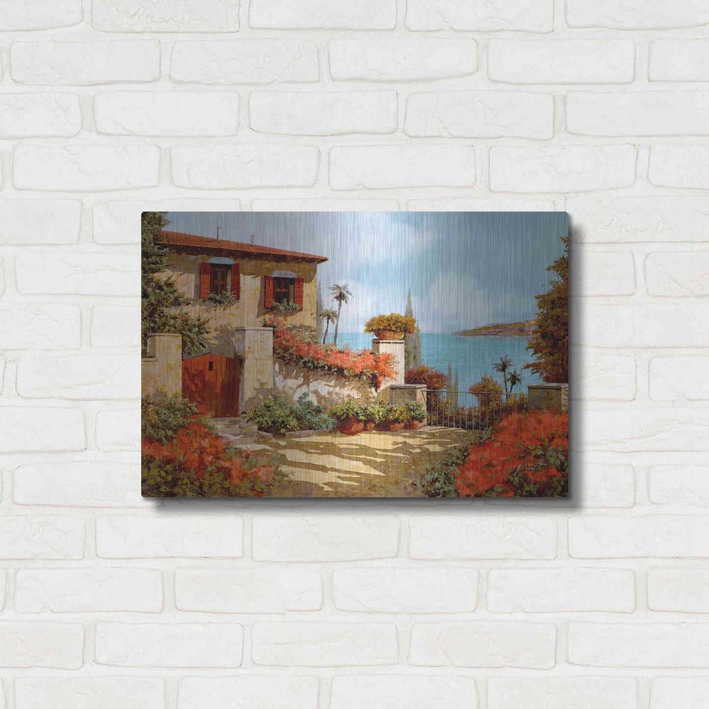 Luxe Metal Art 'Il Giardino Rosso' by Guido Borelli, Metal Wall Art,24x16