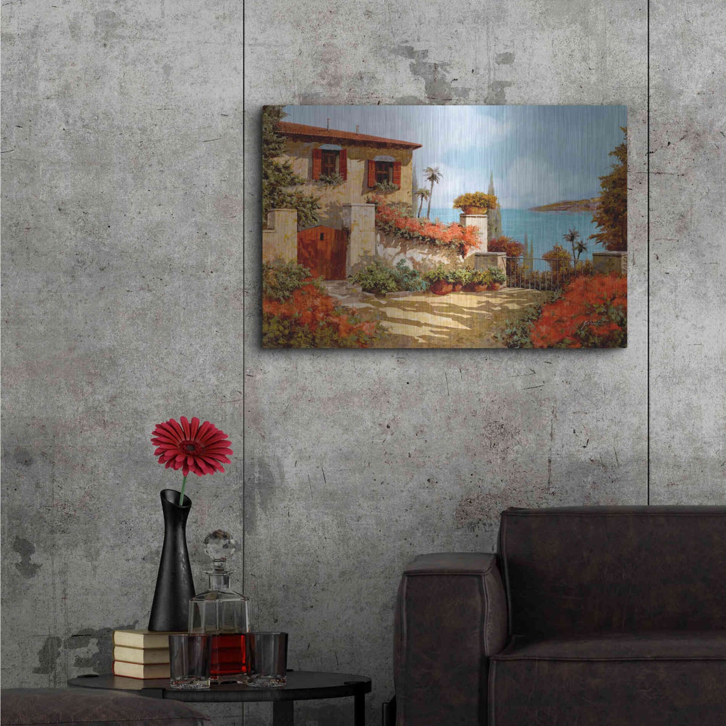 Luxe Metal Art 'Il Giardino Rosso' by Guido Borelli, Metal Wall Art,36x24