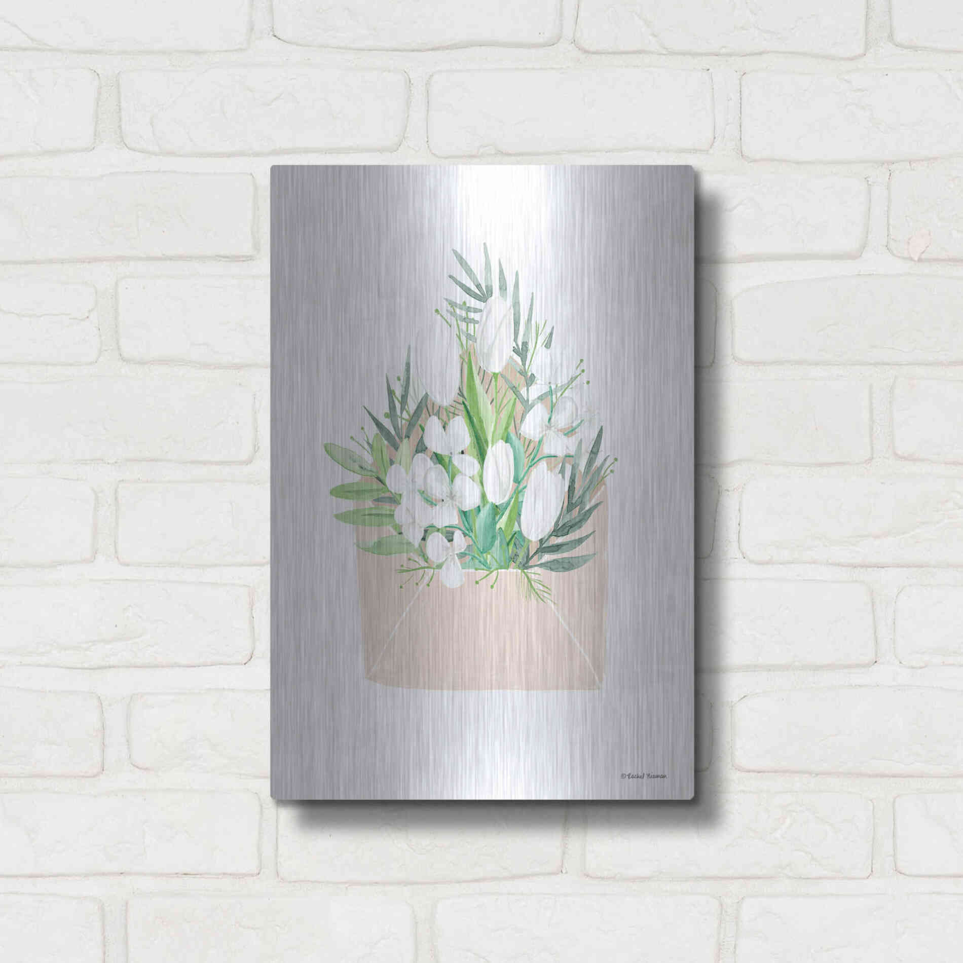 Luxe Metal Art 'Flower Delivery' by Rachel Nieman, Metal Wall Art,12x16