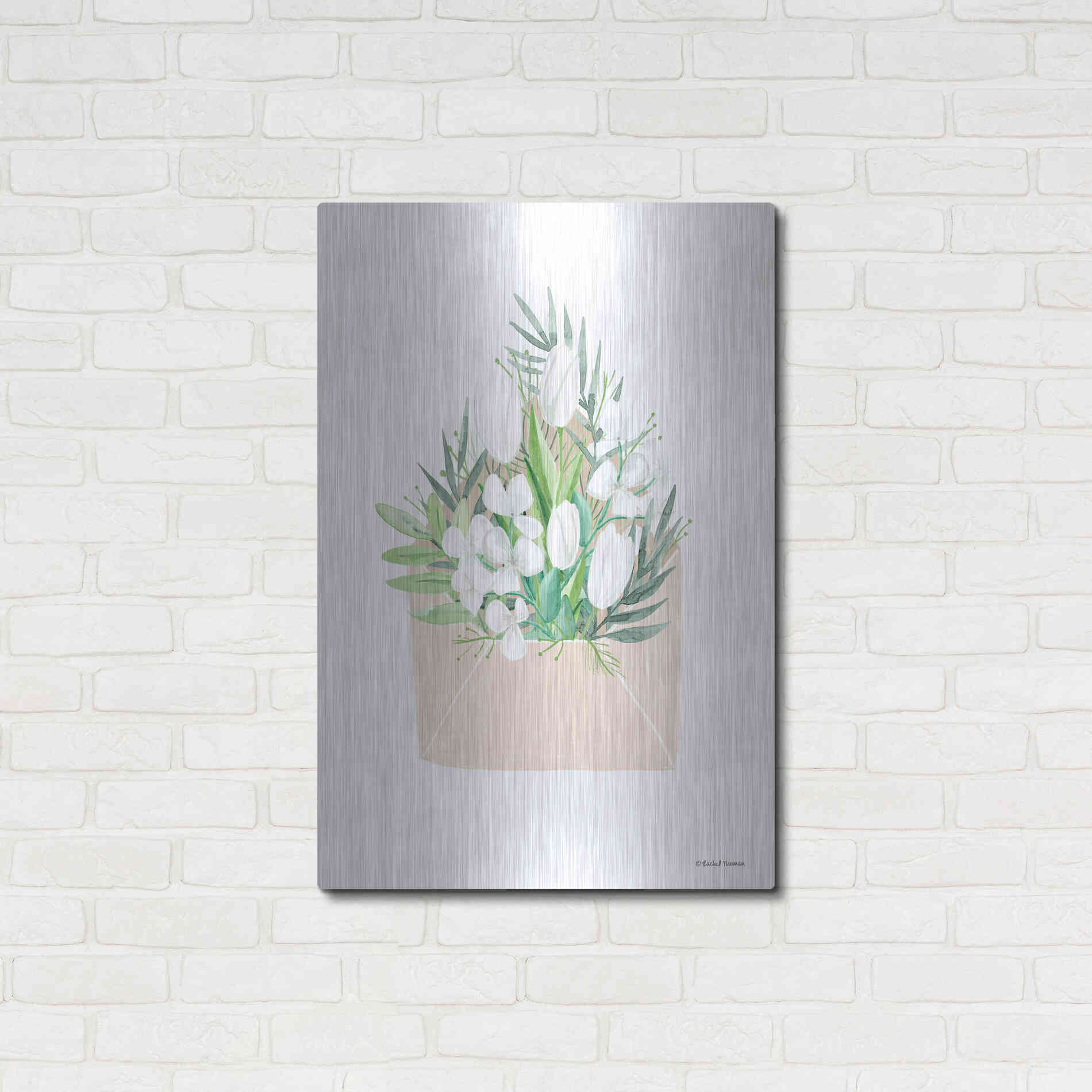 Luxe Metal Art 'Flower Delivery' by Rachel Nieman, Metal Wall Art,24x36