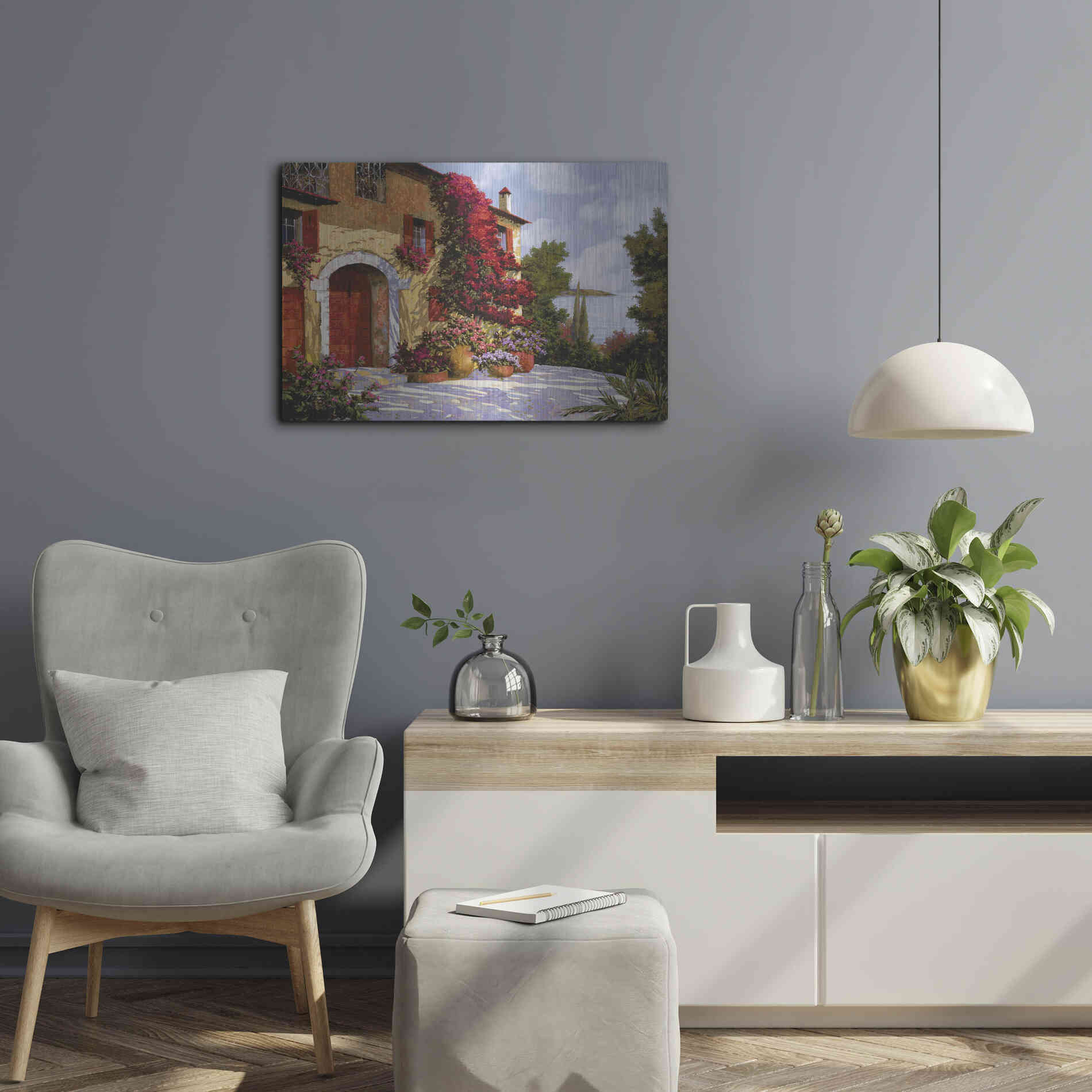 Luxe Metal Art 'Bouganville' by Guido Borelli, Metal Wall Art,24x16