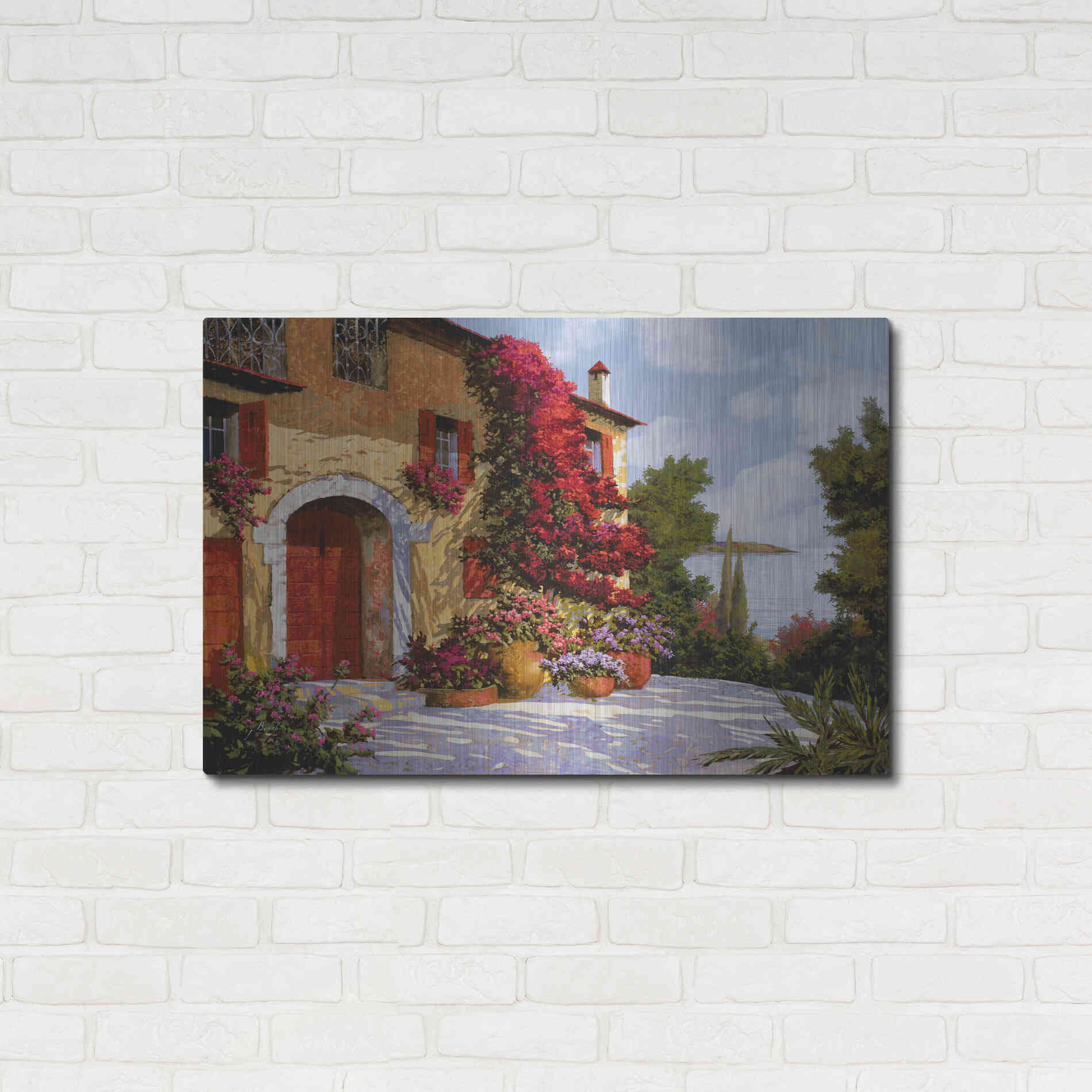 Luxe Metal Art 'Bouganville' by Guido Borelli, Metal Wall Art,36x24