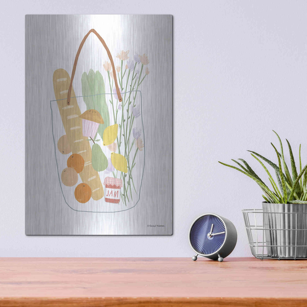 Luxe Metal Art 'Summer Shopping' by Rachel Nieman, Metal Wall Art,12x16