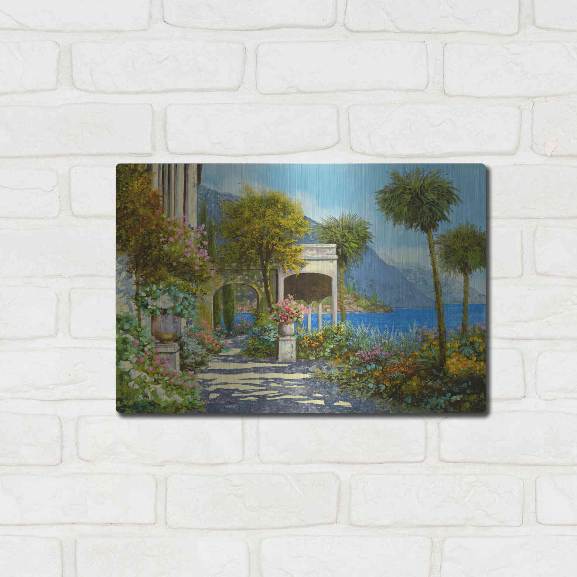 Luxe Metal Art 'Passeggiata al Lago' by Guido Borelli, Metal Wall Art,16x12
