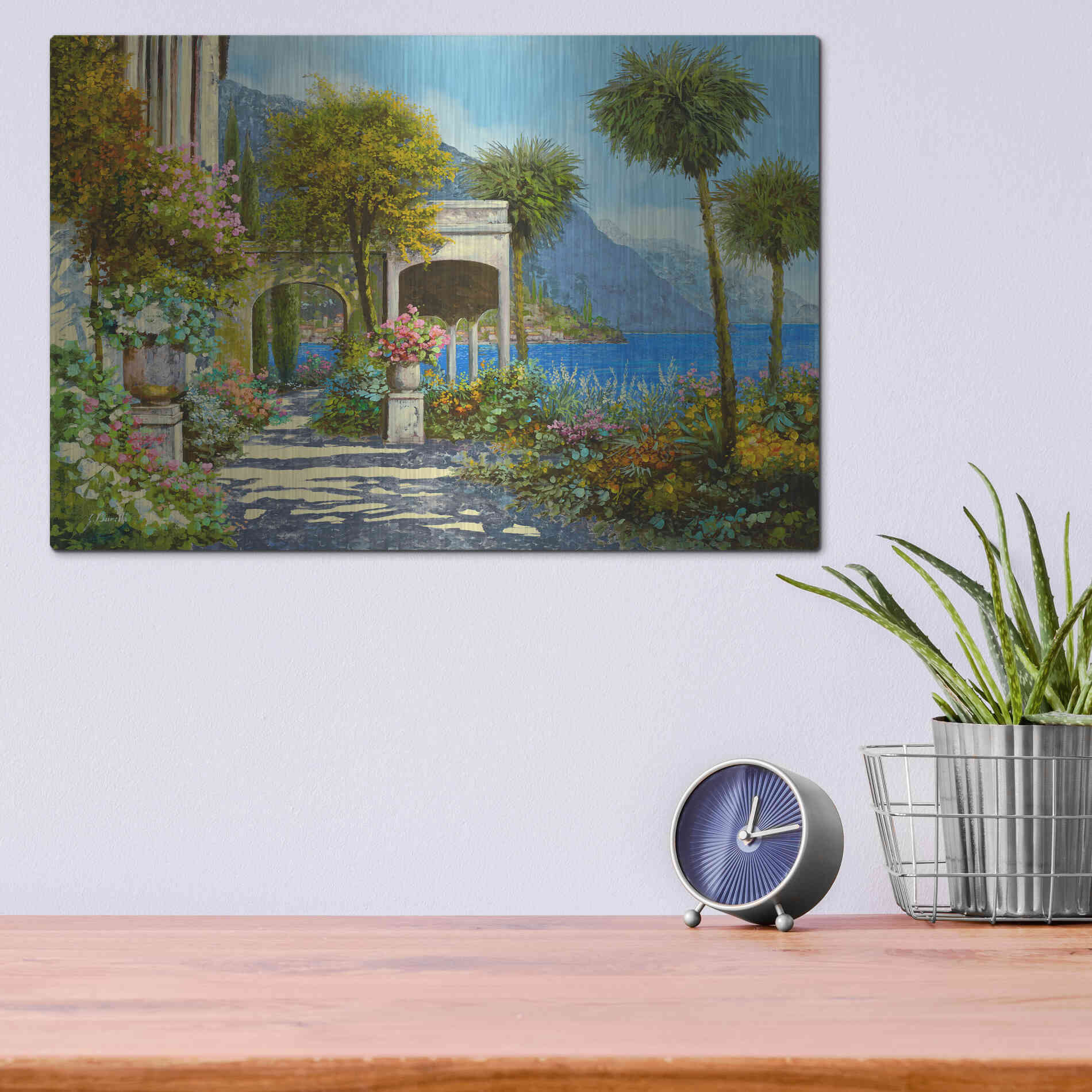 Luxe Metal Art 'Passeggiata al Lago' by Guido Borelli, Metal Wall Art,16x12