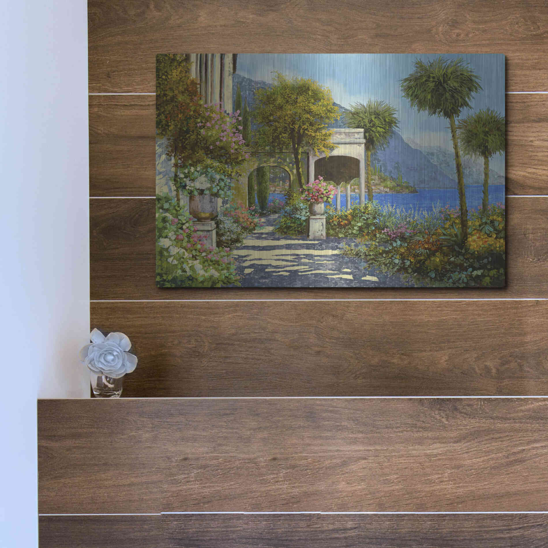 Luxe Metal Art 'Passeggiata al Lago' by Guido Borelli, Metal Wall Art,16x12