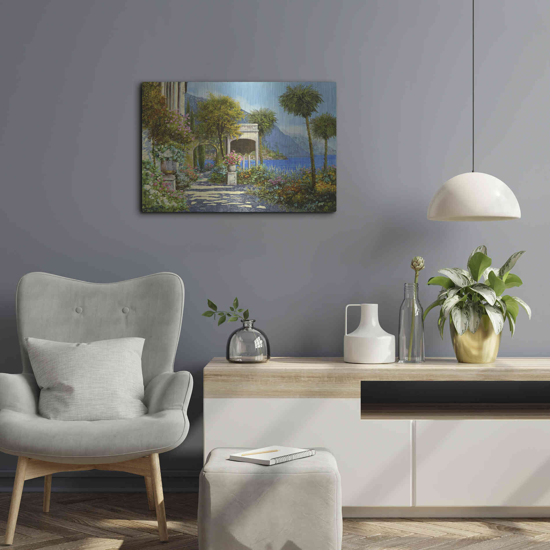 Luxe Metal Art 'Passeggiata al Lago' by Guido Borelli, Metal Wall Art,24x16