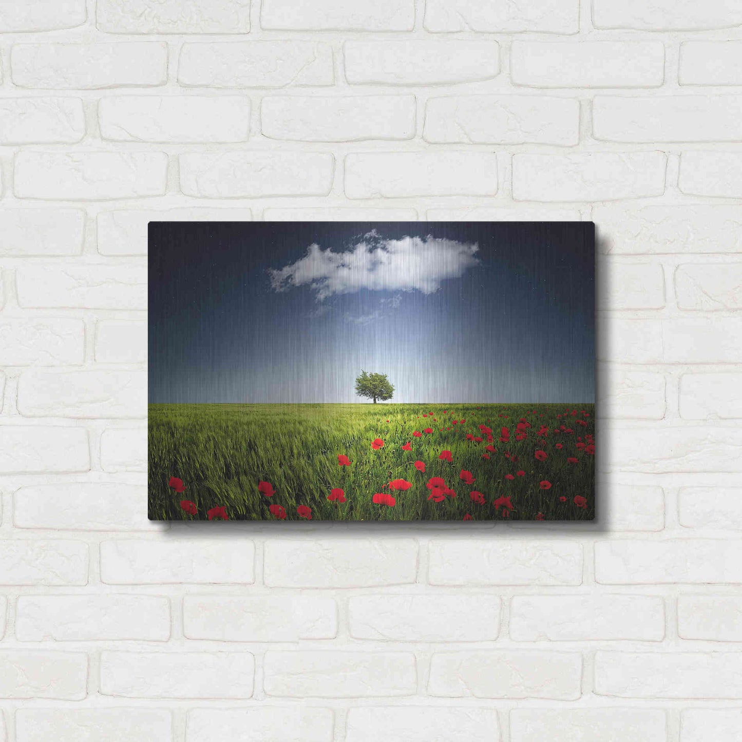 Luxe Metal Art 'Lone Tree in a Poppy Field', Metal Wall Art,24x16