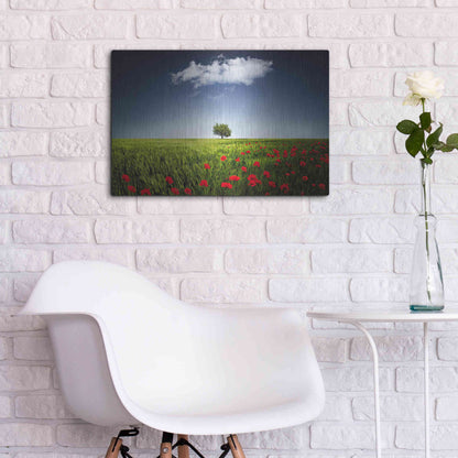 Luxe Metal Art 'Lone Tree in a Poppy Field', Metal Wall Art,24x16