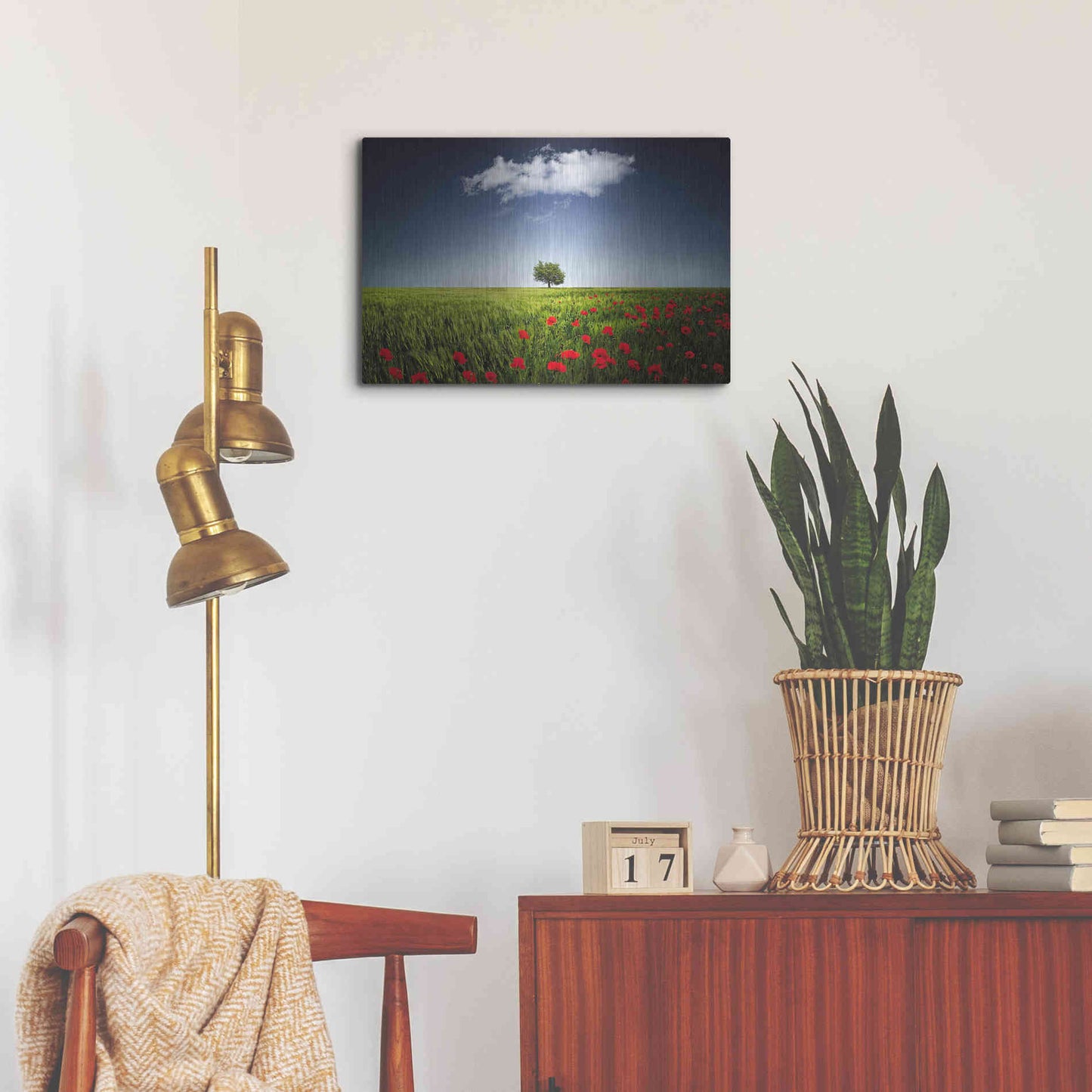 Luxe Metal Art 'Lone Tree in a Poppy Field', Metal Wall Art,24x16