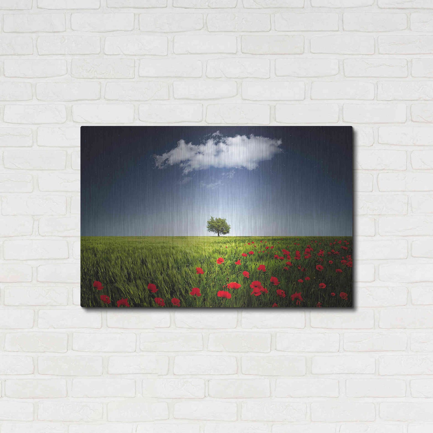 Luxe Metal Art 'Lone Tree in a Poppy Field', Metal Wall Art,36x24