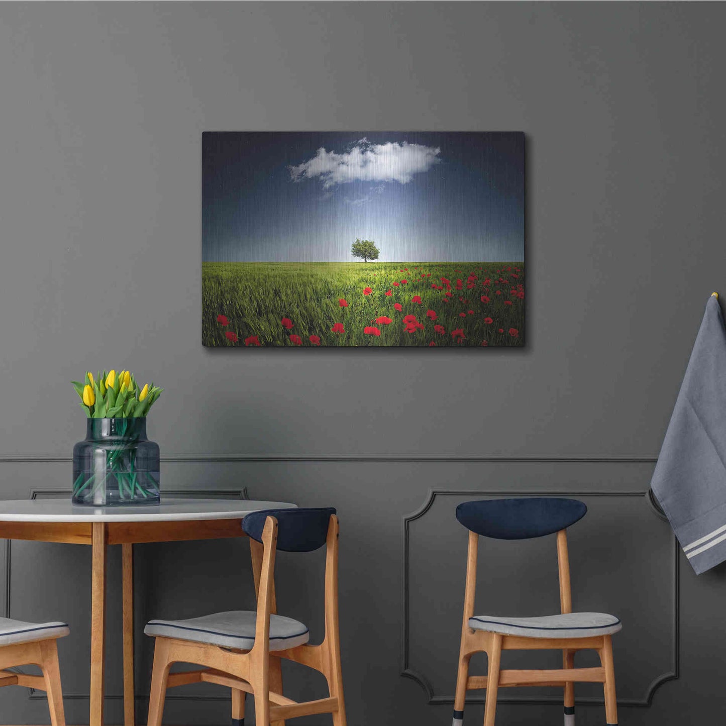 Luxe Metal Art 'Lone Tree in a Poppy Field', Metal Wall Art,36x24