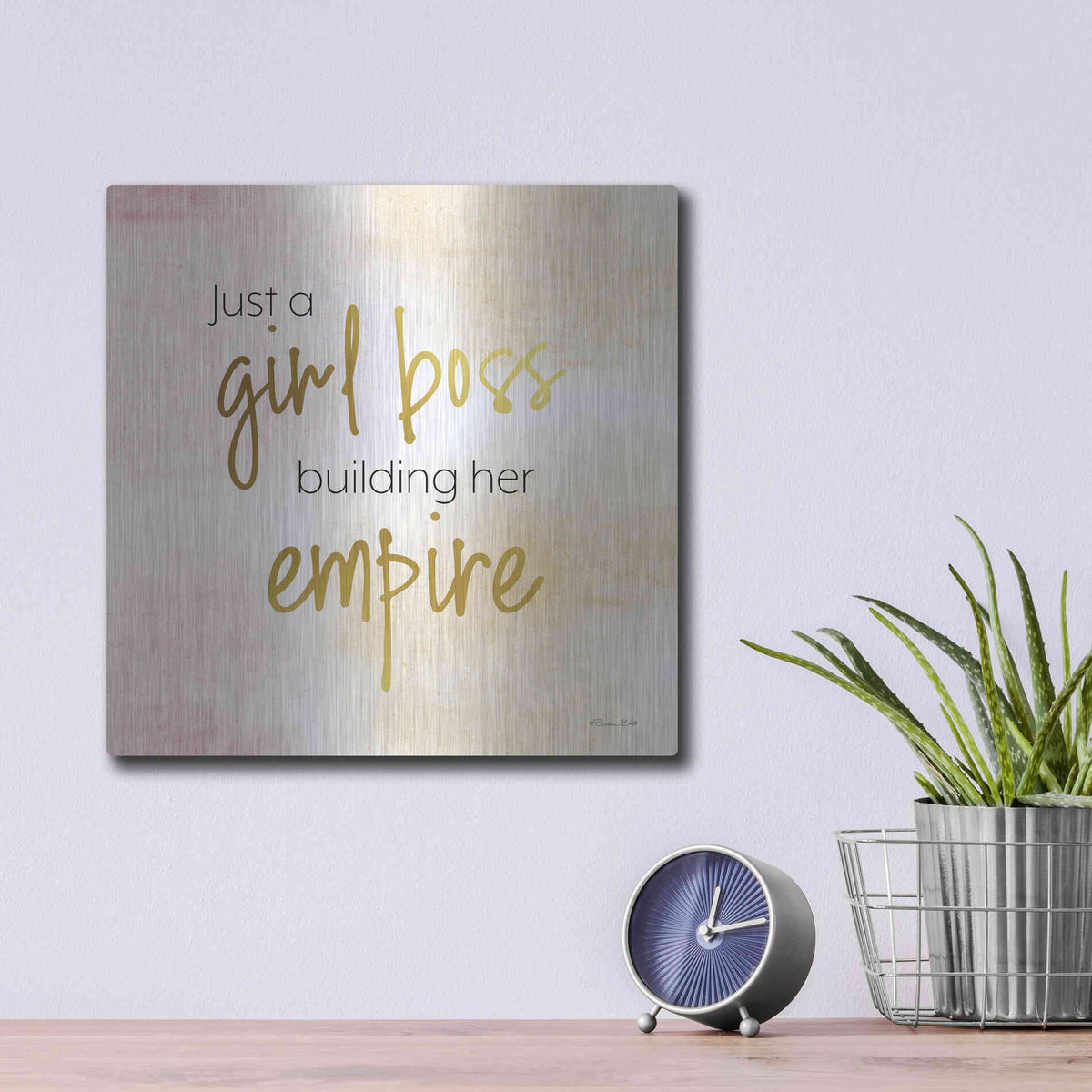 Luxe Metal Art 'Girl Boss' by Susan Ball, Metal Wall Art,12x12