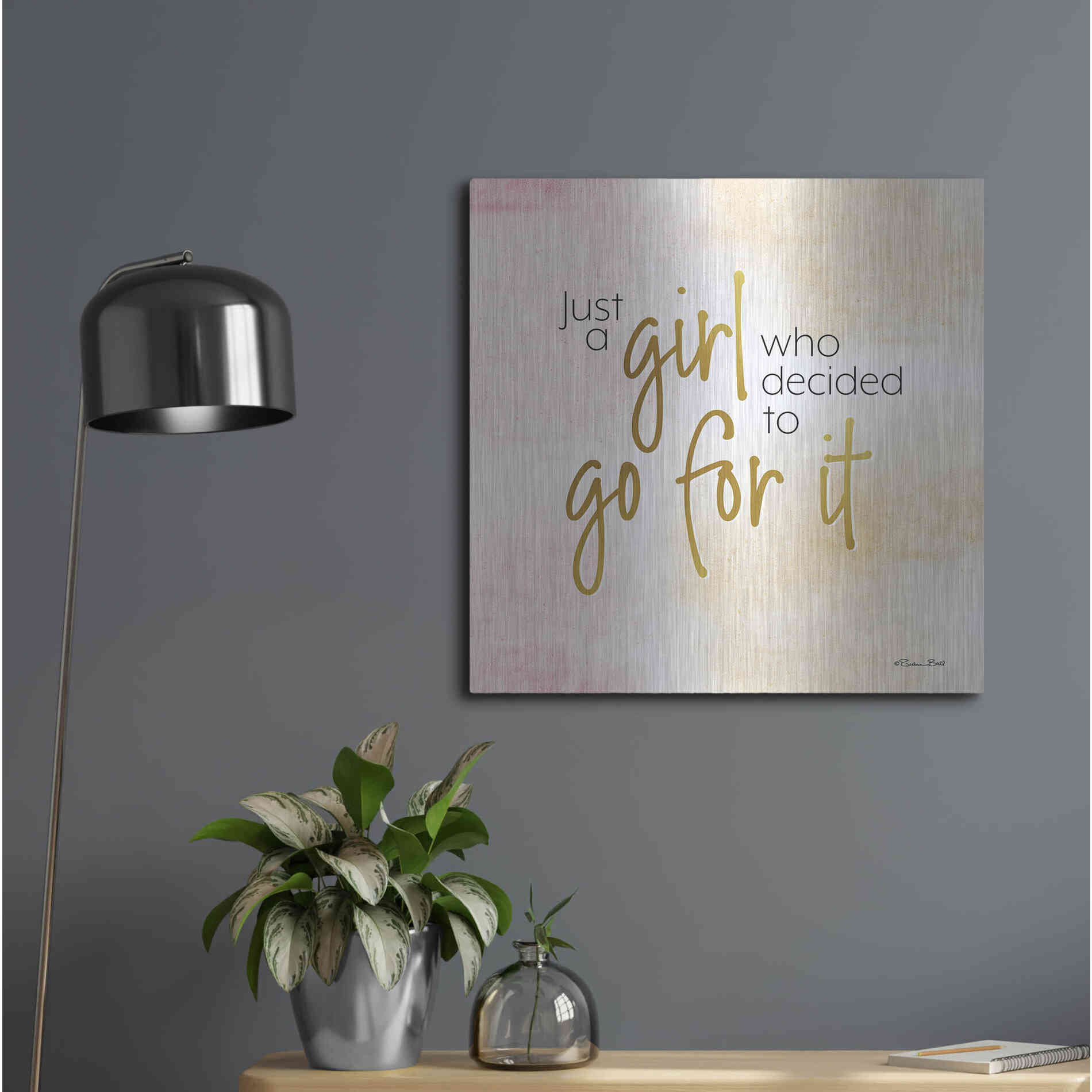 Luxe Metal Art 'Go For It' by Susan Ball, Metal Wall Art,24x24