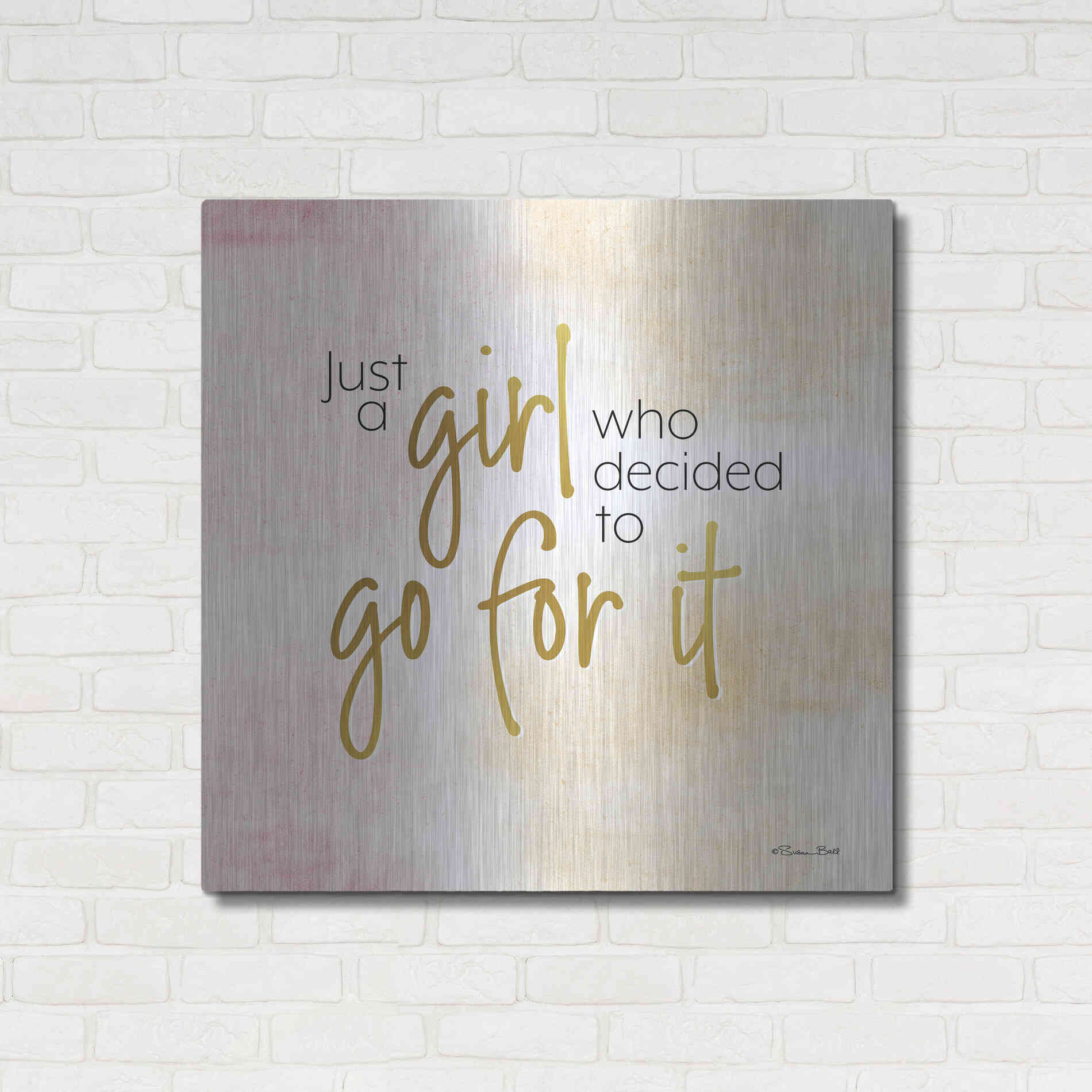 Luxe Metal Art 'Go For It' by Susan Ball, Metal Wall Art,36x36