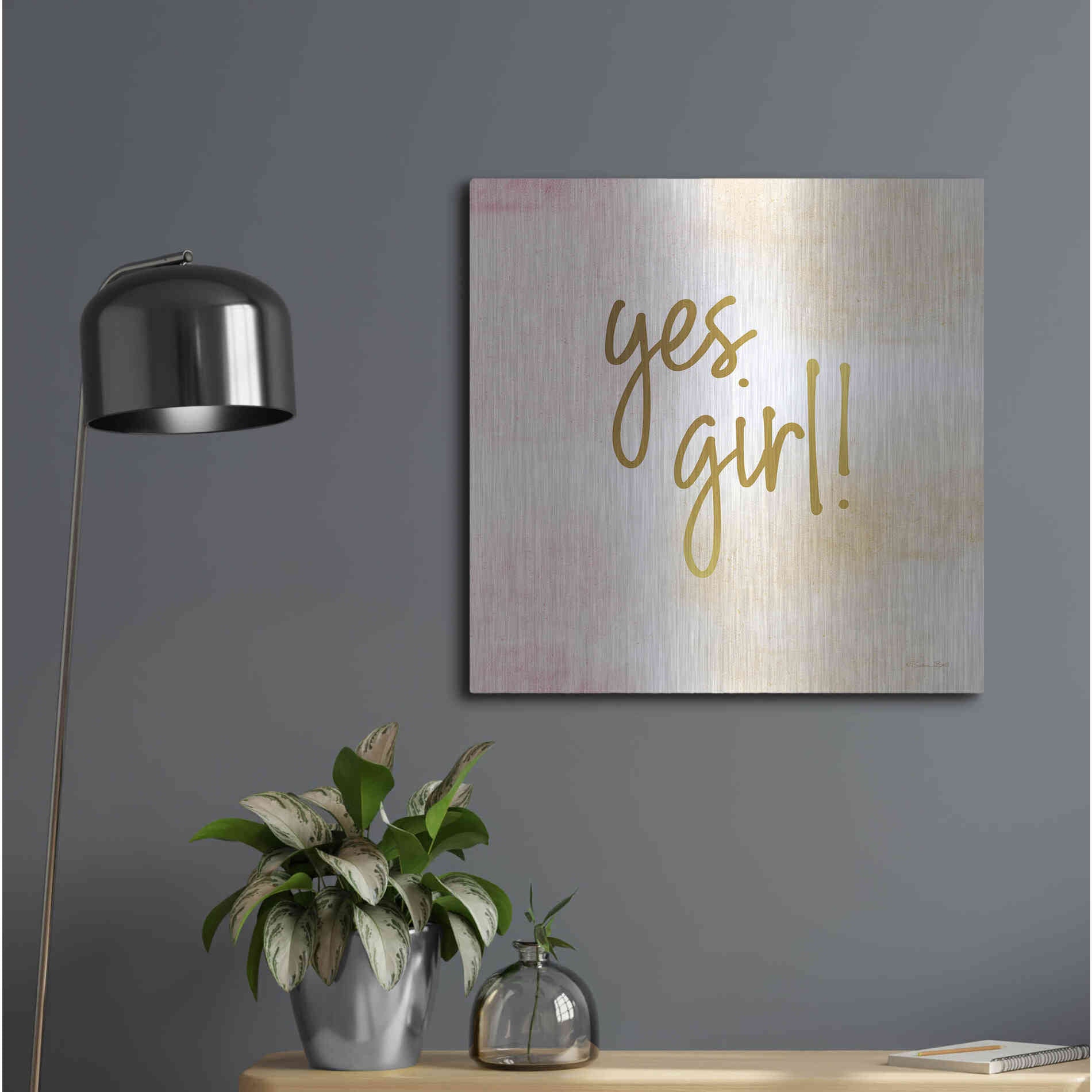 Luxe Metal Art 'Yes Girl!' by Susan Ball, Metal Wall Art,24x24