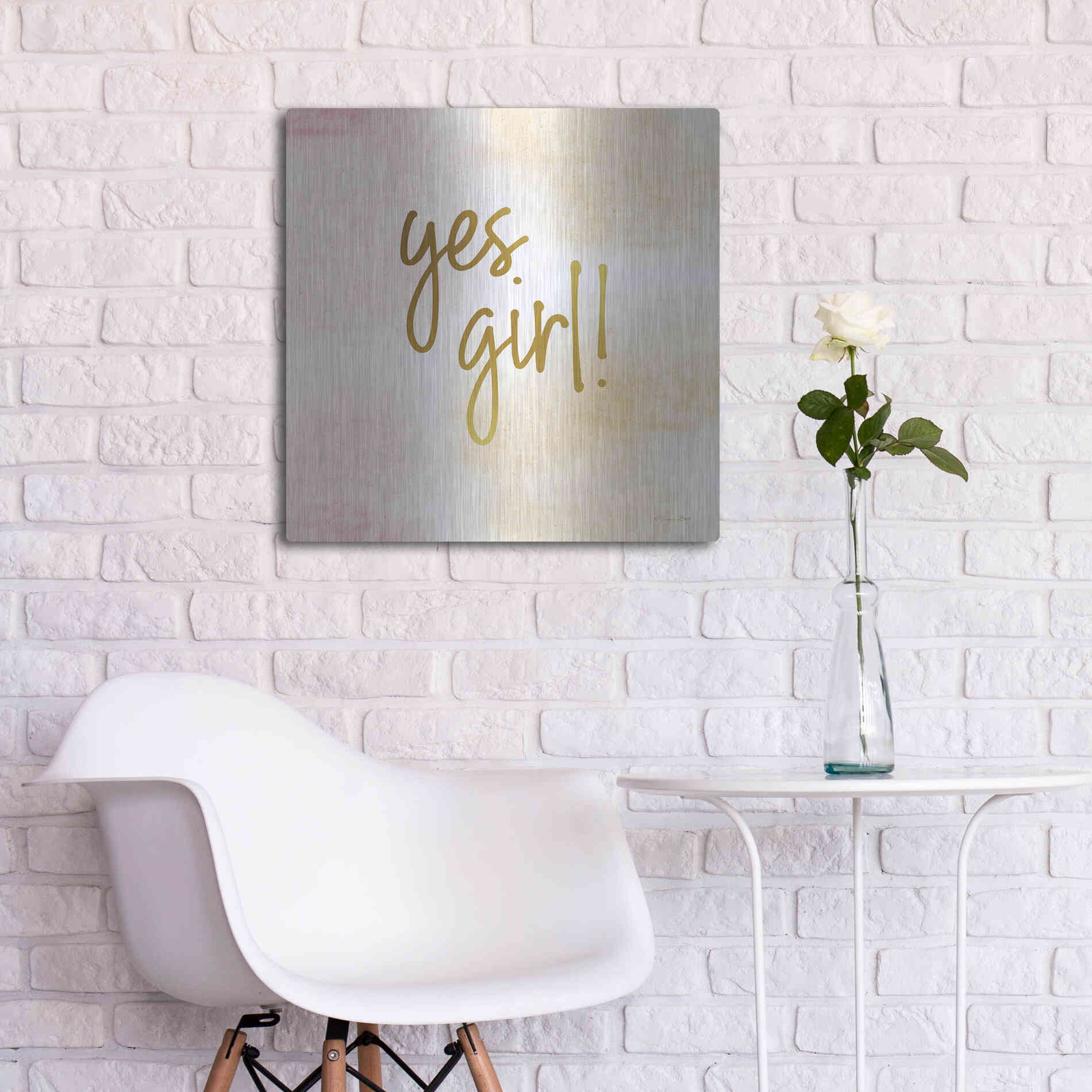 Luxe Metal Art 'Yes Girl!' by Susan Ball, Metal Wall Art,24x24