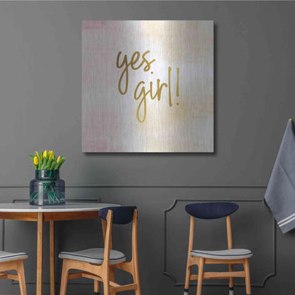 Luxe Metal Art 'Yes Girl!' by Susan Ball, Metal Wall Art,36x36