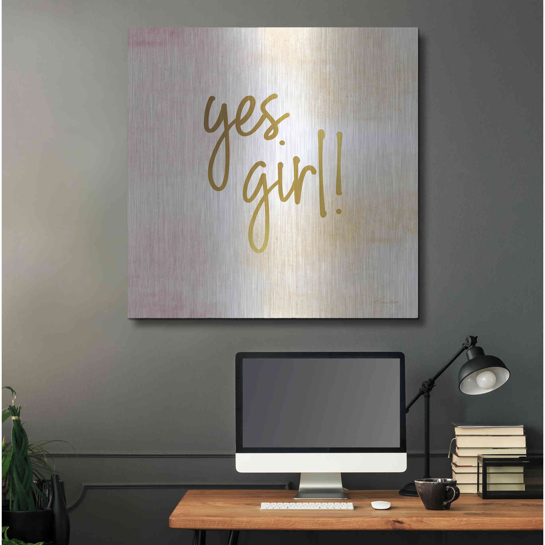 Luxe Metal Art 'Yes Girl!' by Susan Ball, Metal Wall Art,36x36