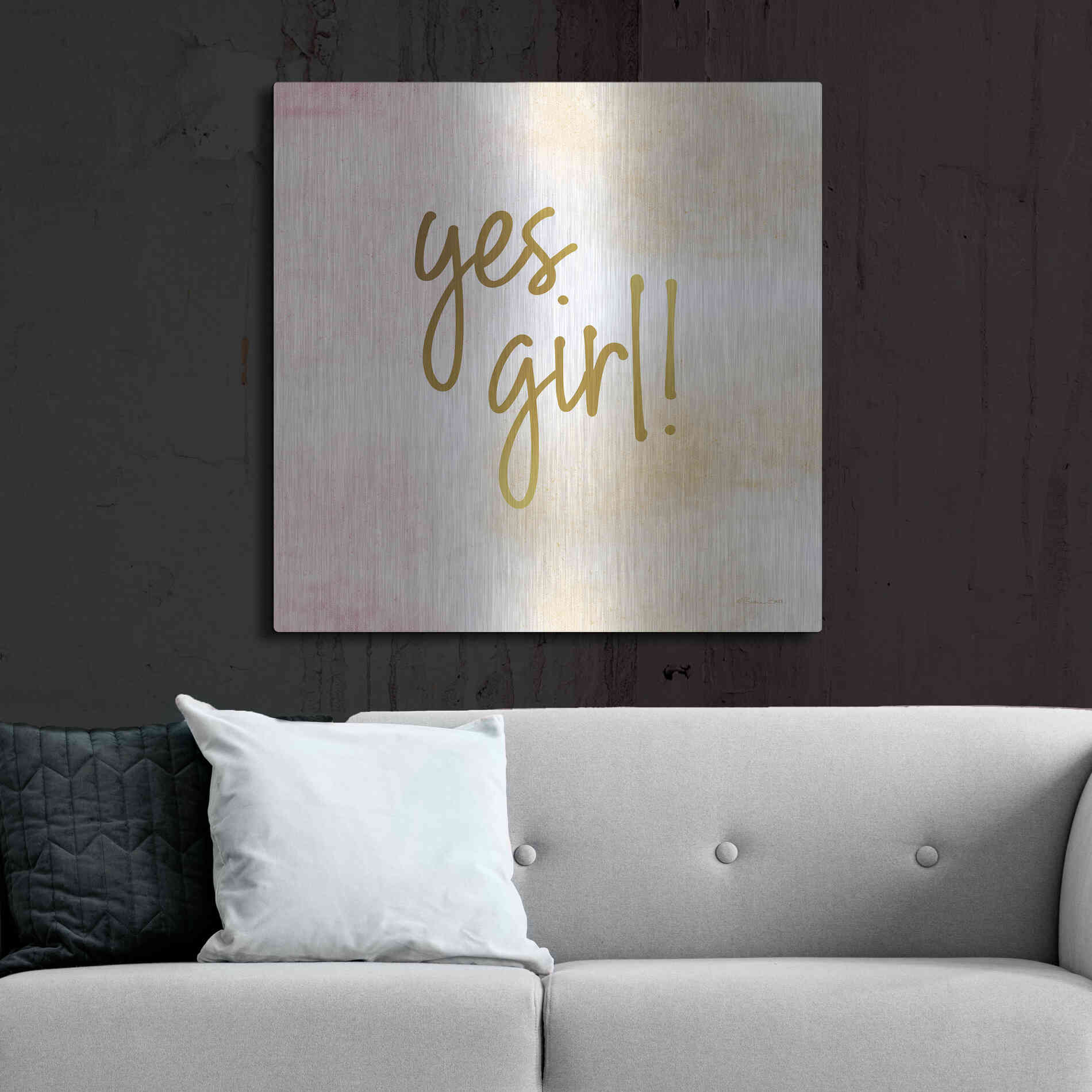 Luxe Metal Art 'Yes Girl!' by Susan Ball, Metal Wall Art,36x36