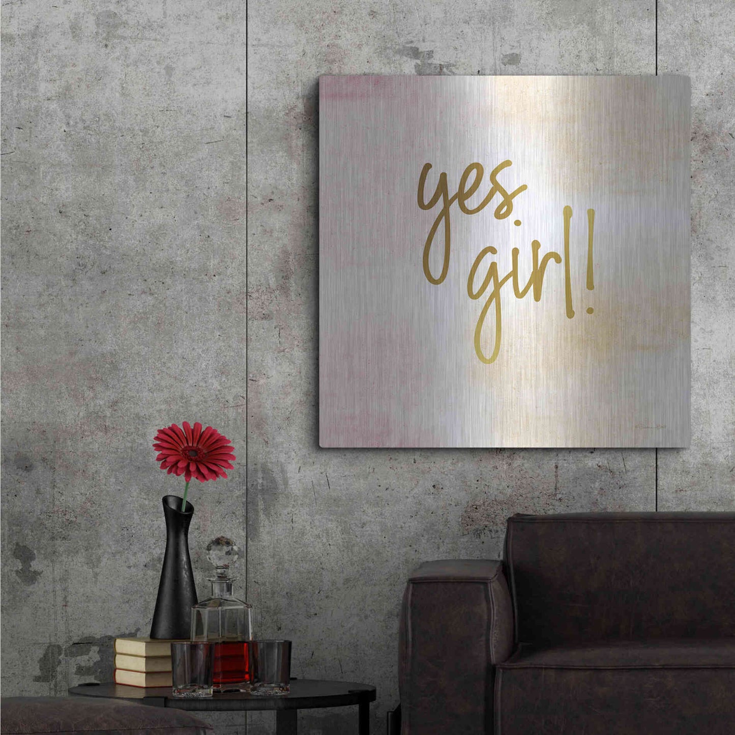 Luxe Metal Art 'Yes Girl!' by Susan Ball, Metal Wall Art,36x36