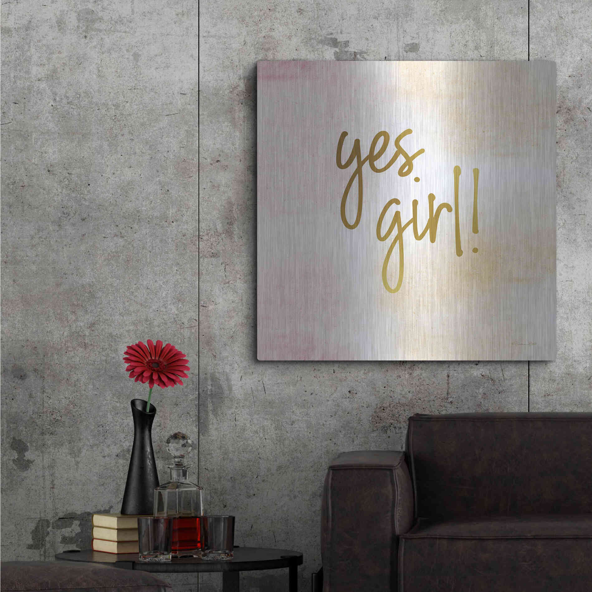 Luxe Metal Art 'Yes Girl!' by Susan Ball, Metal Wall Art,36x36