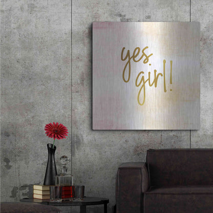 Luxe Metal Art 'Yes Girl!' by Susan Ball, Metal Wall Art,36x36