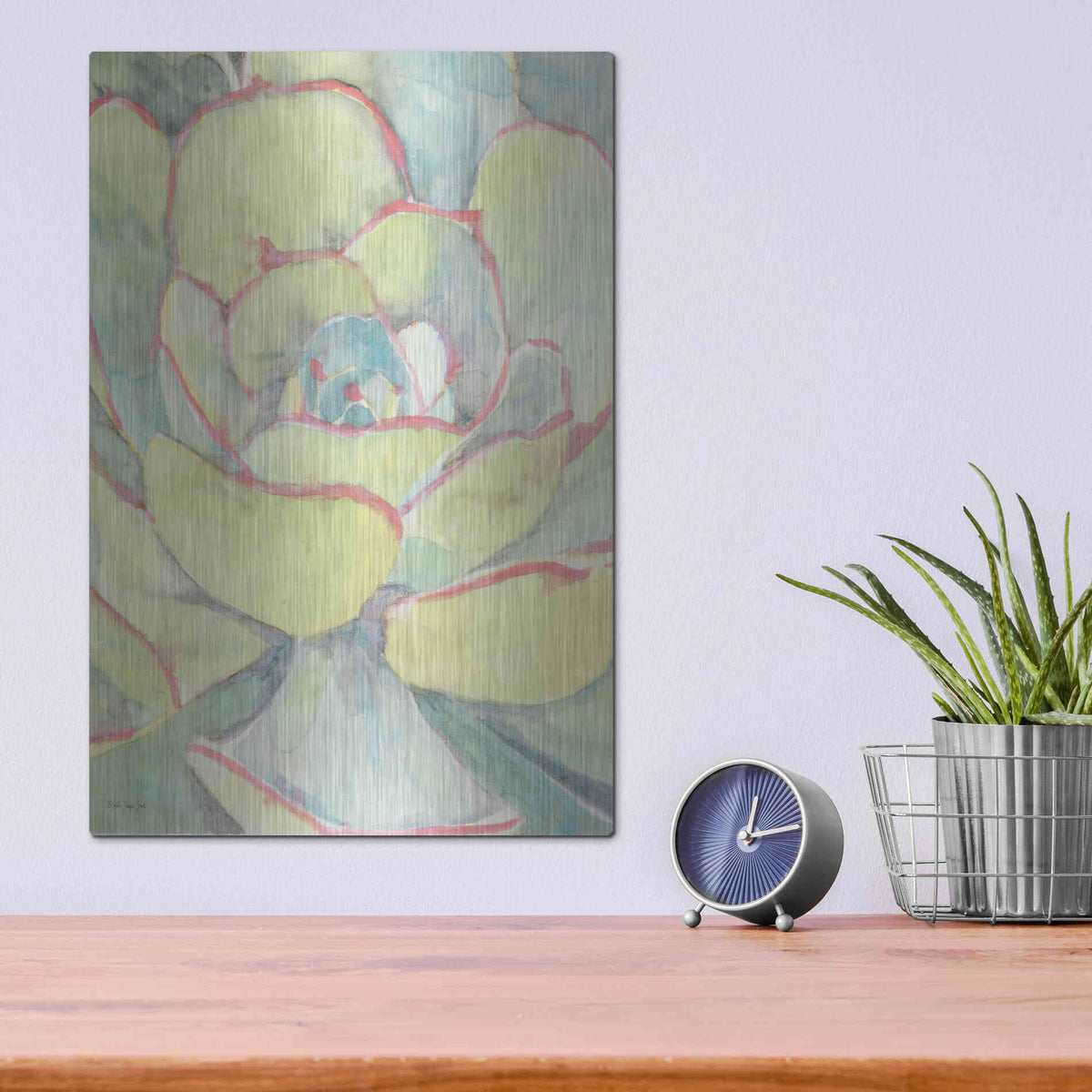 Luxe Metal Art 'Succulent Bloom 2' by Stellar Design Studio, Metal Wall Art,12x16