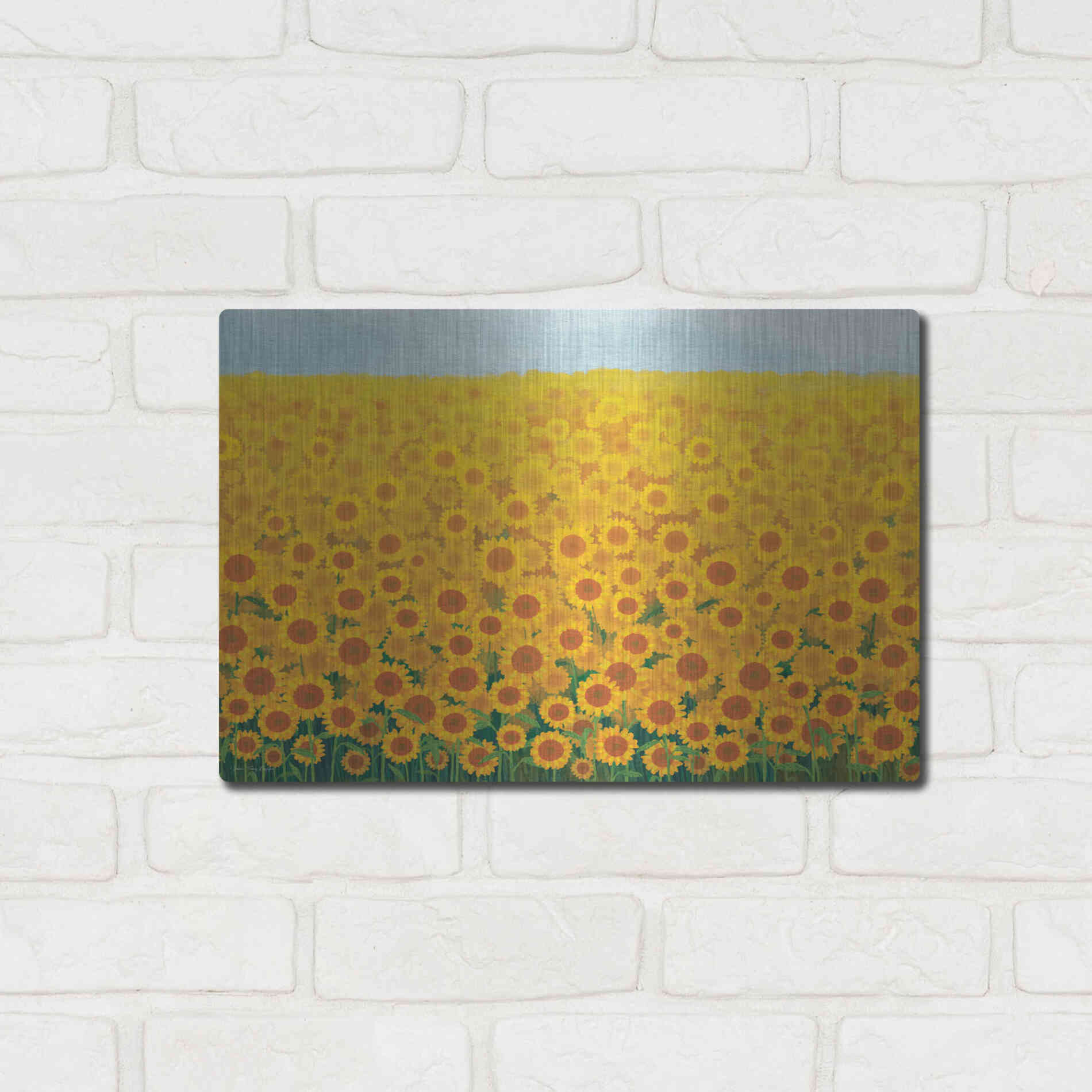 Luxe Metal Art 'Field of Sunflowers' by Seven Trees Design, Metal Wall Art,16x12