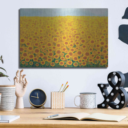 Luxe Metal Art 'Field of Sunflowers' by Seven Trees Design, Metal Wall Art,16x12