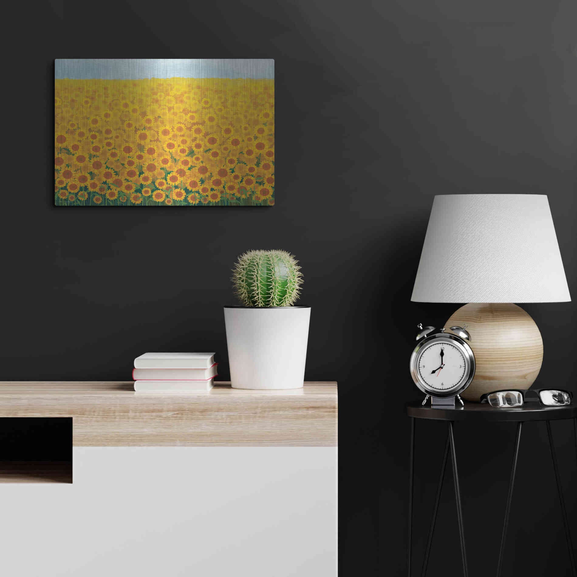 Luxe Metal Art 'Field of Sunflowers' by Seven Trees Design, Metal Wall Art,24x16