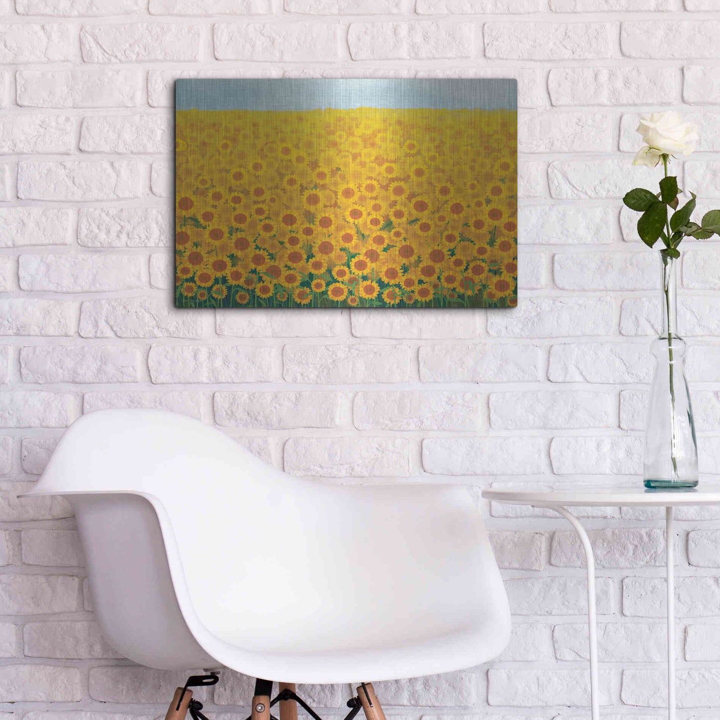 Luxe Metal Art 'Field of Sunflowers' by Seven Trees Design, Metal Wall Art,24x16