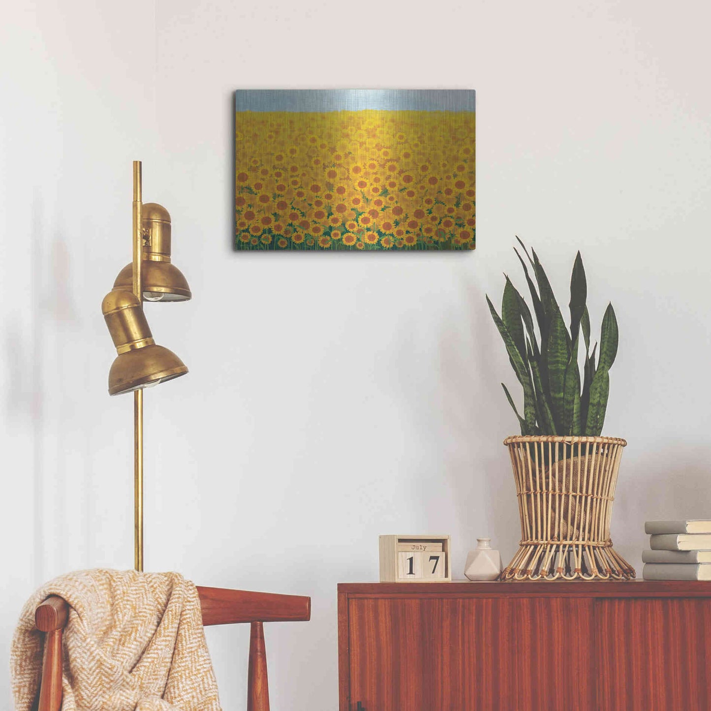 Luxe Metal Art 'Field of Sunflowers' by Seven Trees Design, Metal Wall Art,24x16