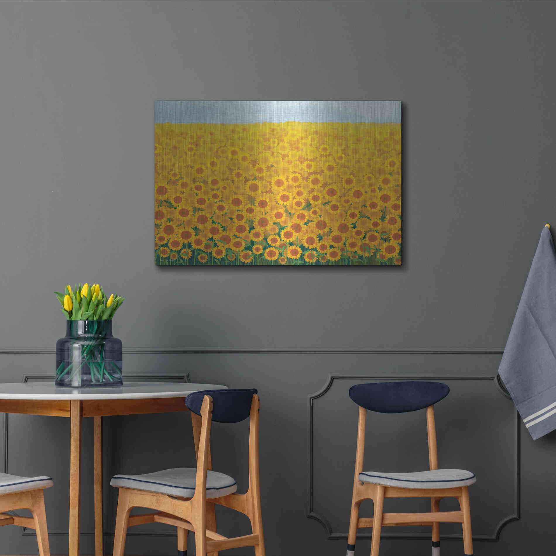 Luxe Metal Art 'Field of Sunflowers' by Seven Trees Design, Metal Wall Art,36x24