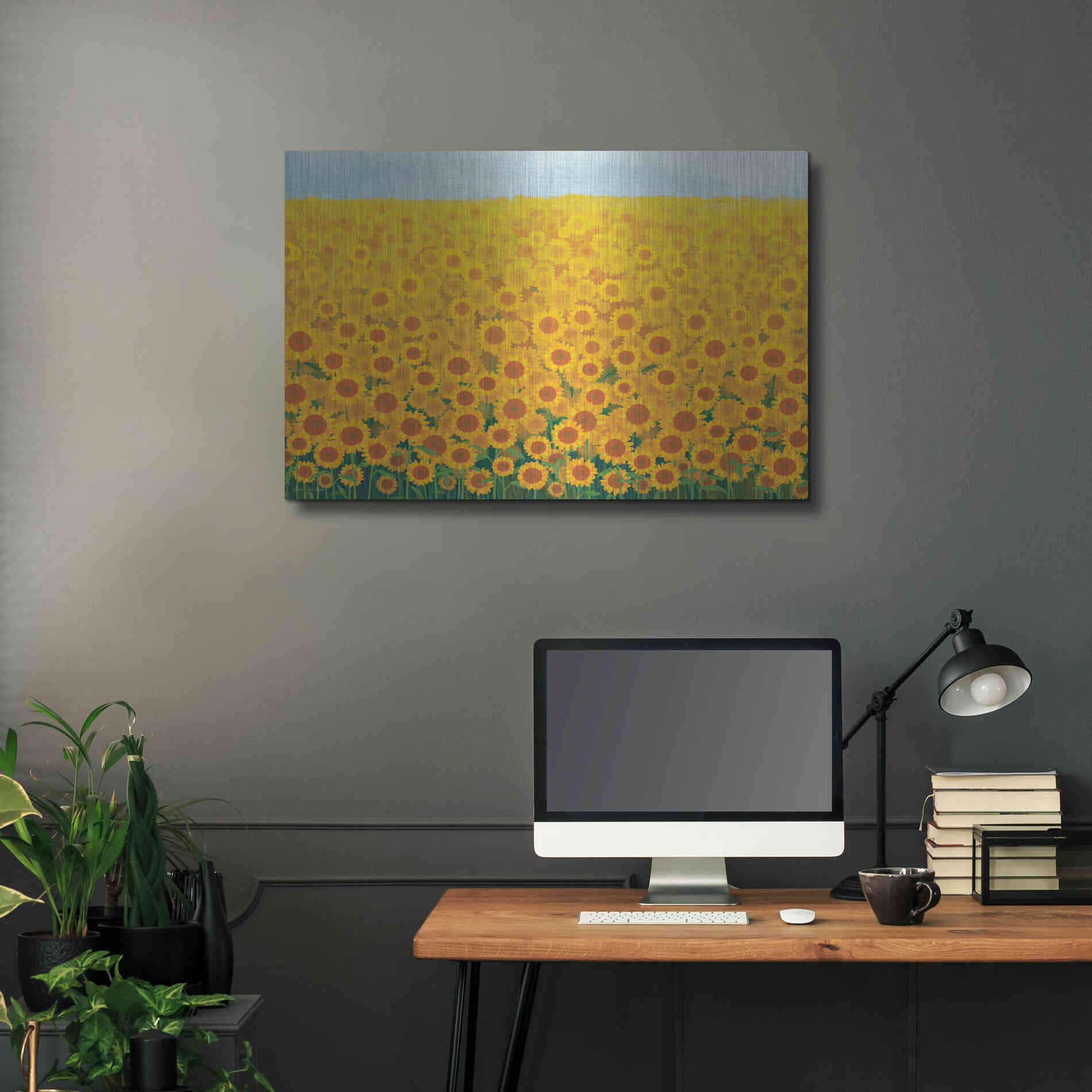 Luxe Metal Art 'Field of Sunflowers' by Seven Trees Design, Metal Wall Art,36x24