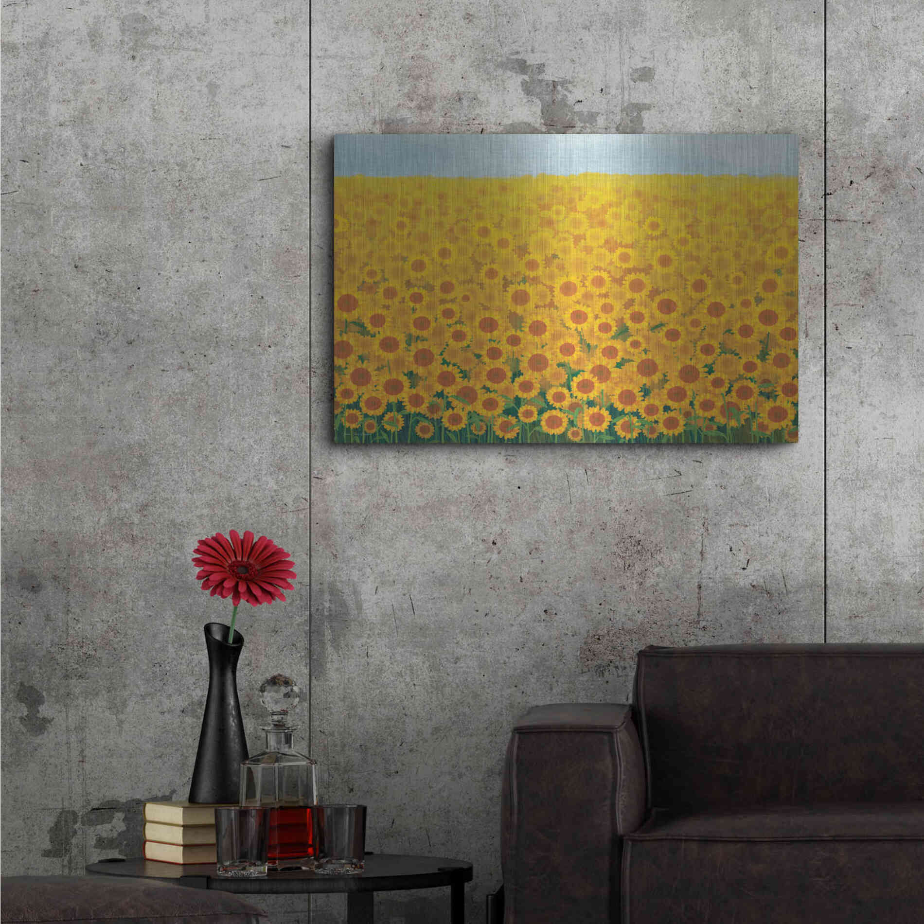 Luxe Metal Art 'Field of Sunflowers' by Seven Trees Design, Metal Wall Art,36x24