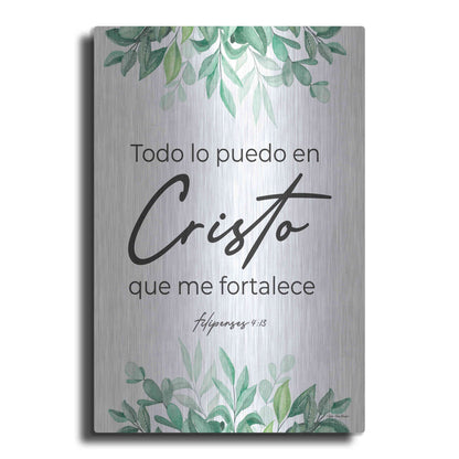 Luxe Metal Art 'Philippians 4.13 - Spanish' by Seven Trees Design, Metal Wall Art