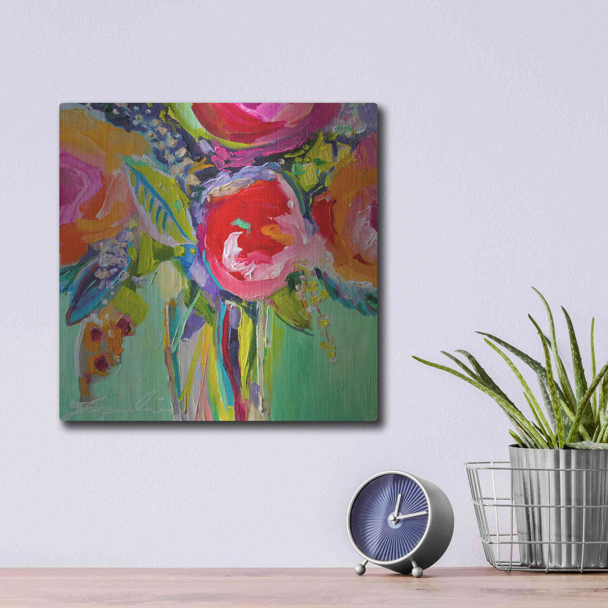 Luxe Metal Art 'Ode to Summer 1' by Jacqueline Brewer, Metal Wall Art,12x12