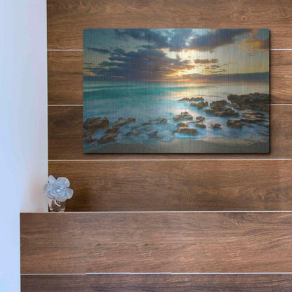 Luxe Metal Art 'Ocean Sunrise' by Patrick Zephyr, Metal Wall Art,16x12