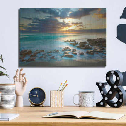 Luxe Metal Art 'Ocean Sunrise' by Patrick Zephyr, Metal Wall Art,16x12