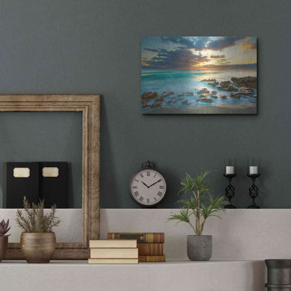 Luxe Metal Art 'Ocean Sunrise' by Patrick Zephyr, Metal Wall Art,16x12