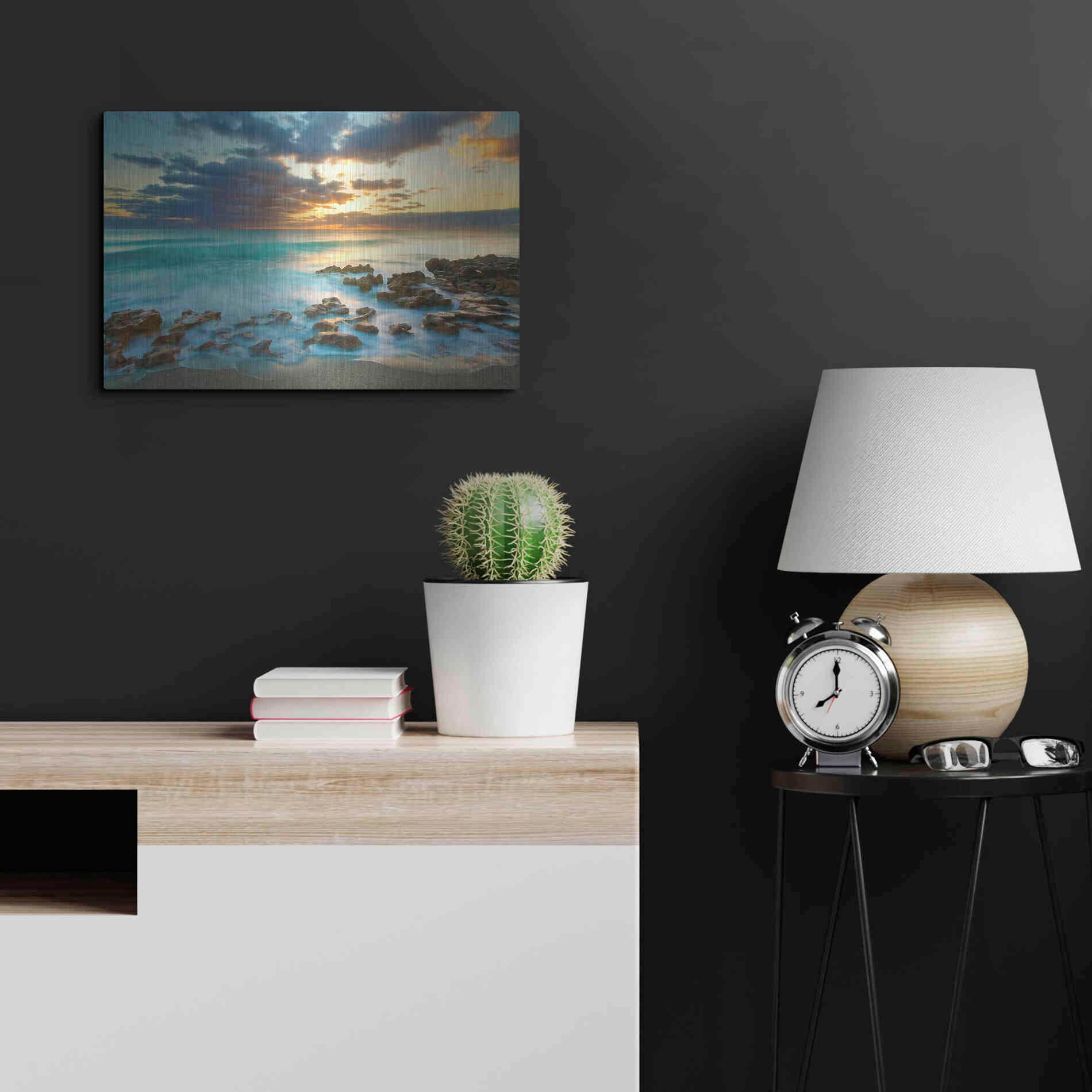 Luxe Metal Art 'Ocean Sunrise' by Patrick Zephyr, Metal Wall Art,24x16