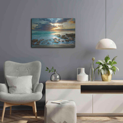 Luxe Metal Art 'Ocean Sunrise' by Patrick Zephyr, Metal Wall Art,24x16