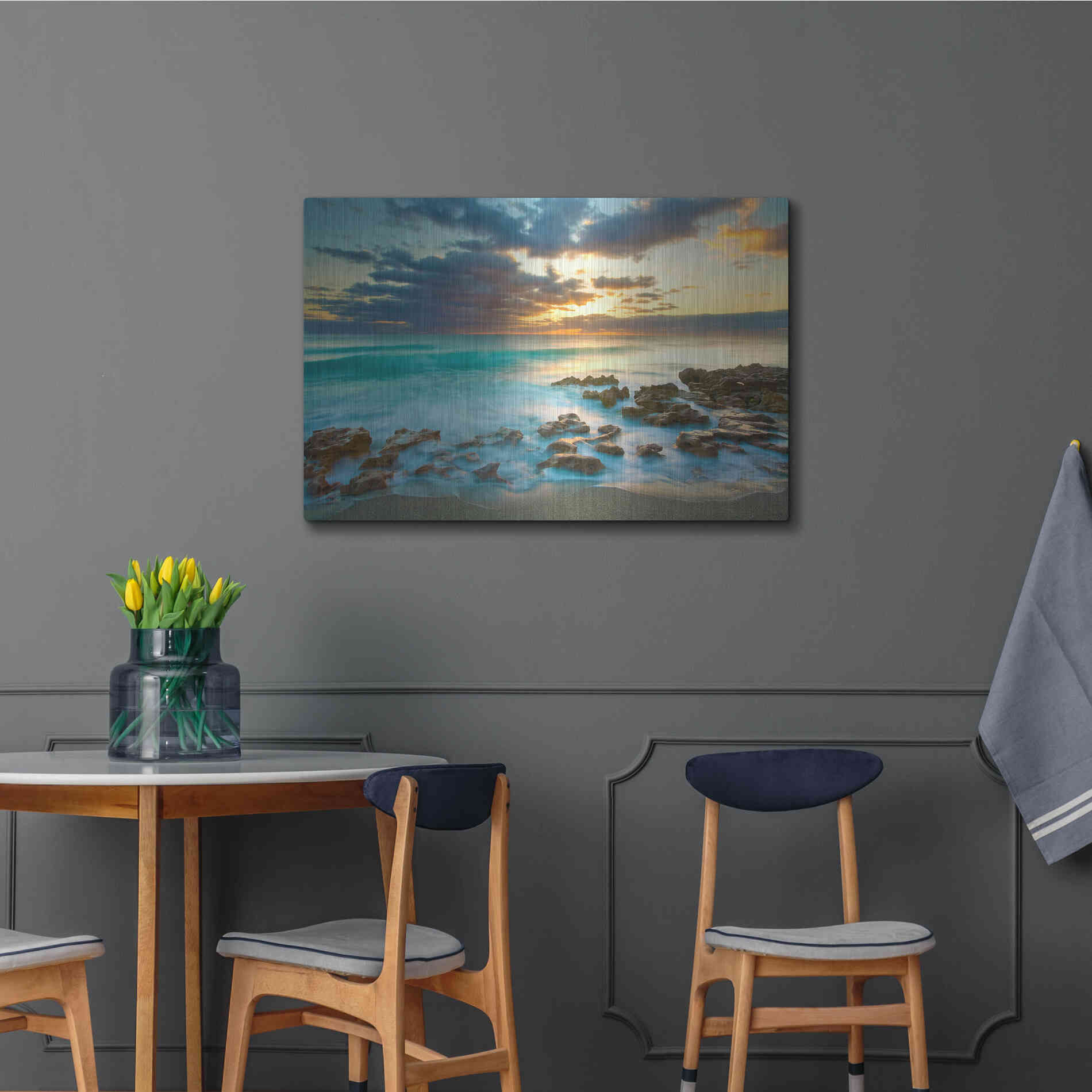 Luxe Metal Art 'Ocean Sunrise' by Patrick Zephyr, Metal Wall Art,36x24