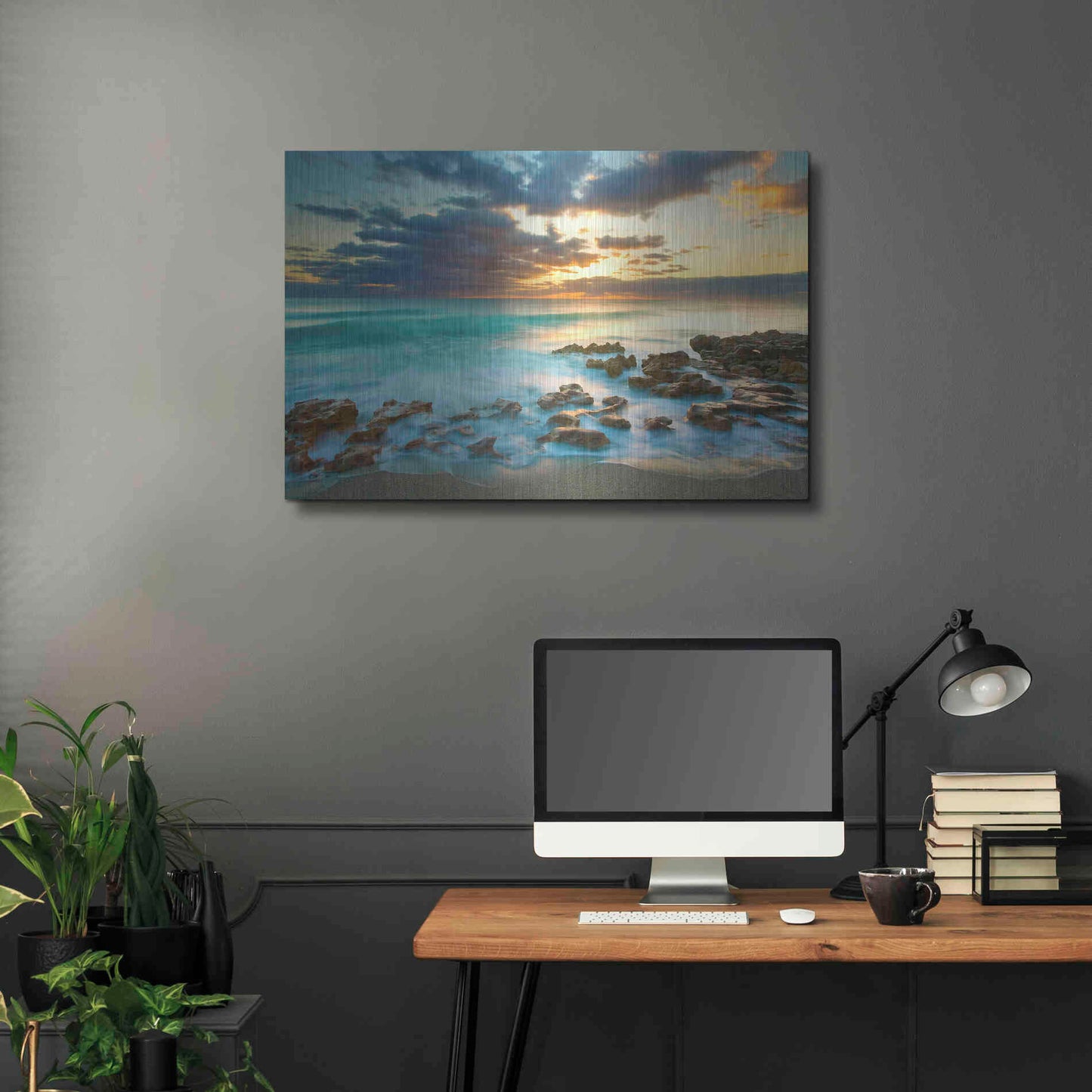 Luxe Metal Art 'Ocean Sunrise' by Patrick Zephyr, Metal Wall Art,36x24
