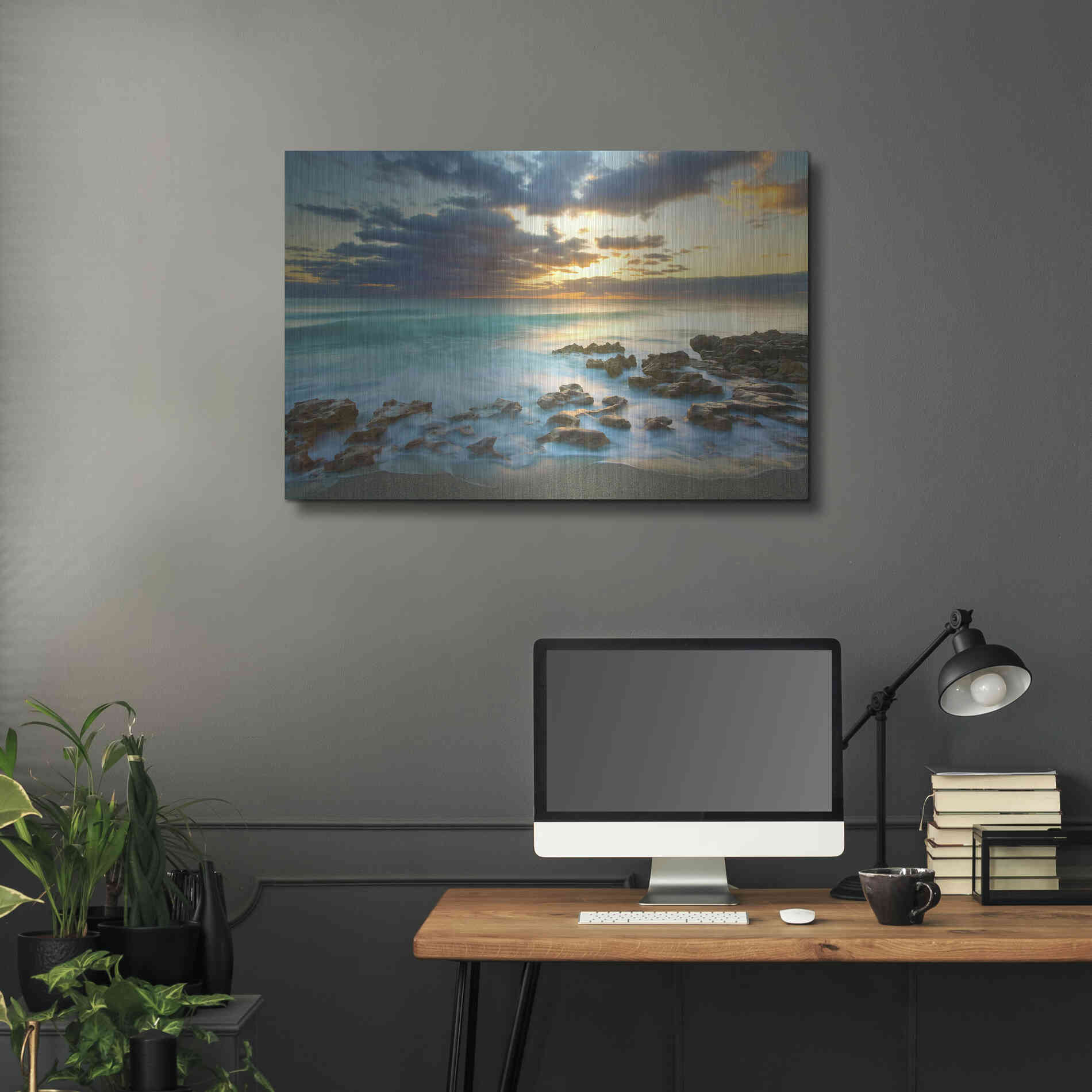 Luxe Metal Art 'Ocean Sunrise' by Patrick Zephyr, Metal Wall Art,36x24