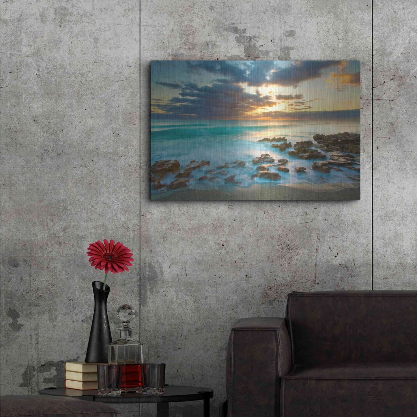 Luxe Metal Art 'Ocean Sunrise' by Patrick Zephyr, Metal Wall Art,36x24