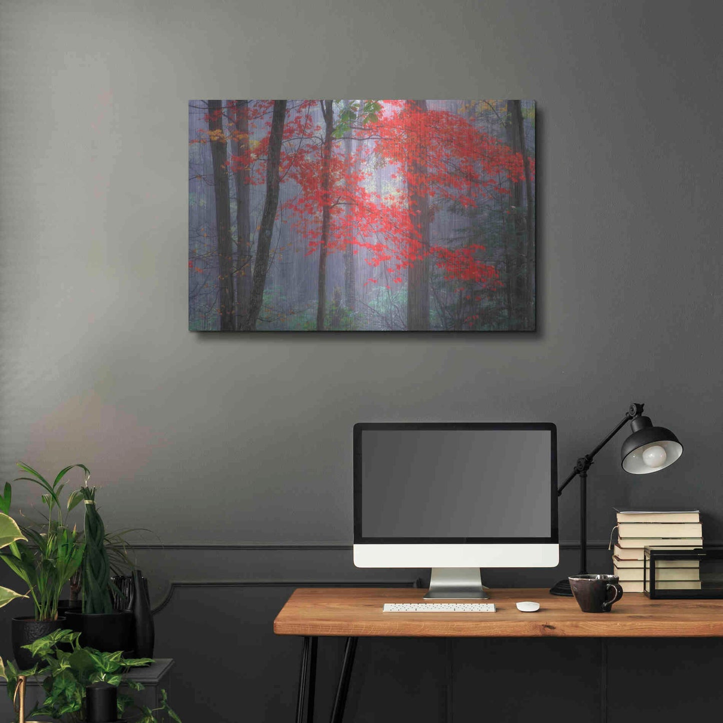 Luxe Metal Art 'Splash of Red' by Patrick Zephyr, Metal Wall Art,36x24